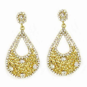 Bold Modern Retro Crystal Teardrop Earring in Gold