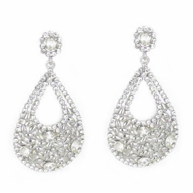 Bold Modern Retro Crystal Teardrop Earring om Rhodium