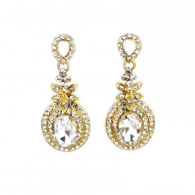 Classic Oval Crystal Earring in Gold