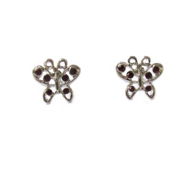 Ruby Crystal Butterfly Earring on Rhodium