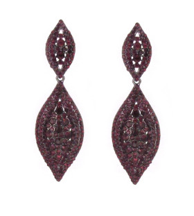 Chunky Elegant Teardrop Burgundy Black Earrings