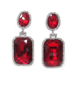 Chunky Rectangle Red Earrings