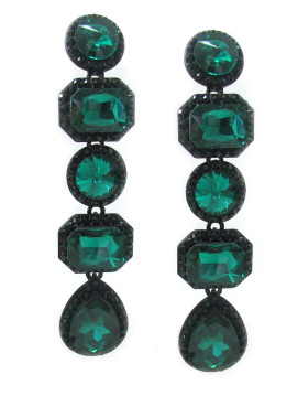 Long Gorgeous Geometric Emerald Earrings