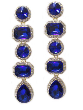 Long Gorgeous Geometric Royal Blue Earrings