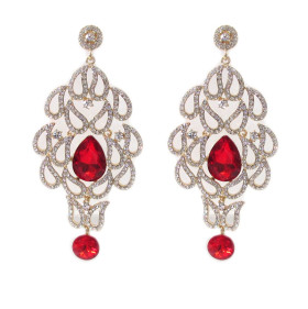 Chunky Red and Gold Earrings