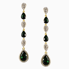 Crystal Teardrop  Pierced Linear Earring