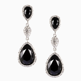 Classy Teardrop  Black Earrings