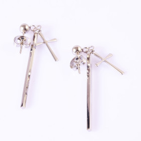 Stainless Steel Cross with Baton Earrings