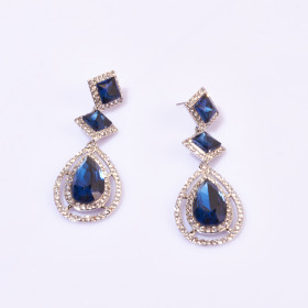 Chunky Diamond Teardrop Montana Earring in Rhodium