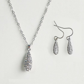 Crystal Necklace on chain and Earring Set