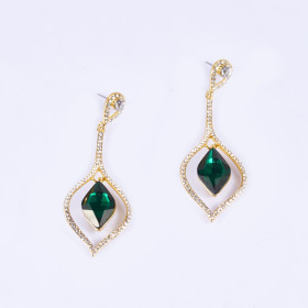 Graceful Drop Emerald Earrings 