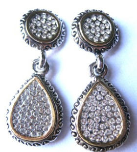 Classic Teardrop crystal two tone earrings