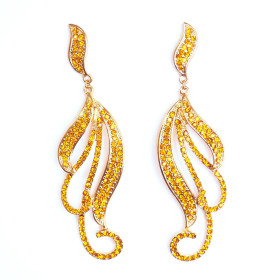 Chunky Wing Topaz Crystal Earring in Gold