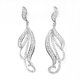Chunky Wing Clear Crystal Earring in Rjodium
