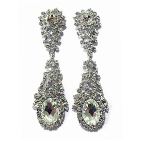 Glamour Crystal Chunky Earring in Rhodium