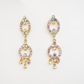 Circled Swarovski Crystal Purple Earrings