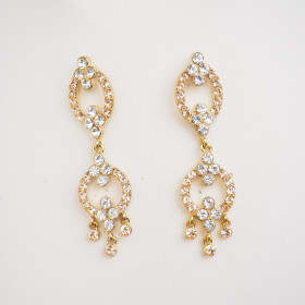 Circled Swarovski Crystal Gold Earrings
